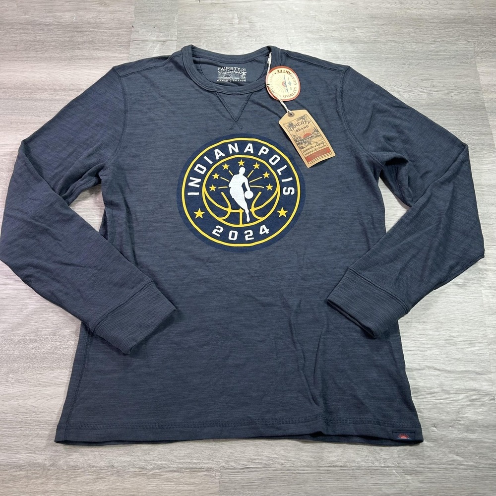 NBA All-Star Indianapolis‎ 2024 Shirt Mens Medium Blue Faherty Long Sleeve Crew